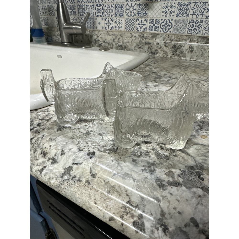 Vintage Scottie Dog Creamer 1930s Clear Glass Post Cereal #28 LE Smith Glass Co